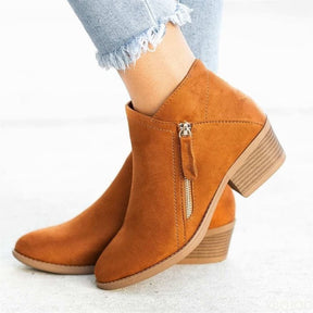 Bota Feminina de Couro Camurça Ortopédica