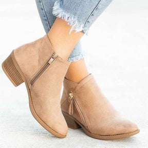 Bota Feminina de Couro Camurça Ortopédica